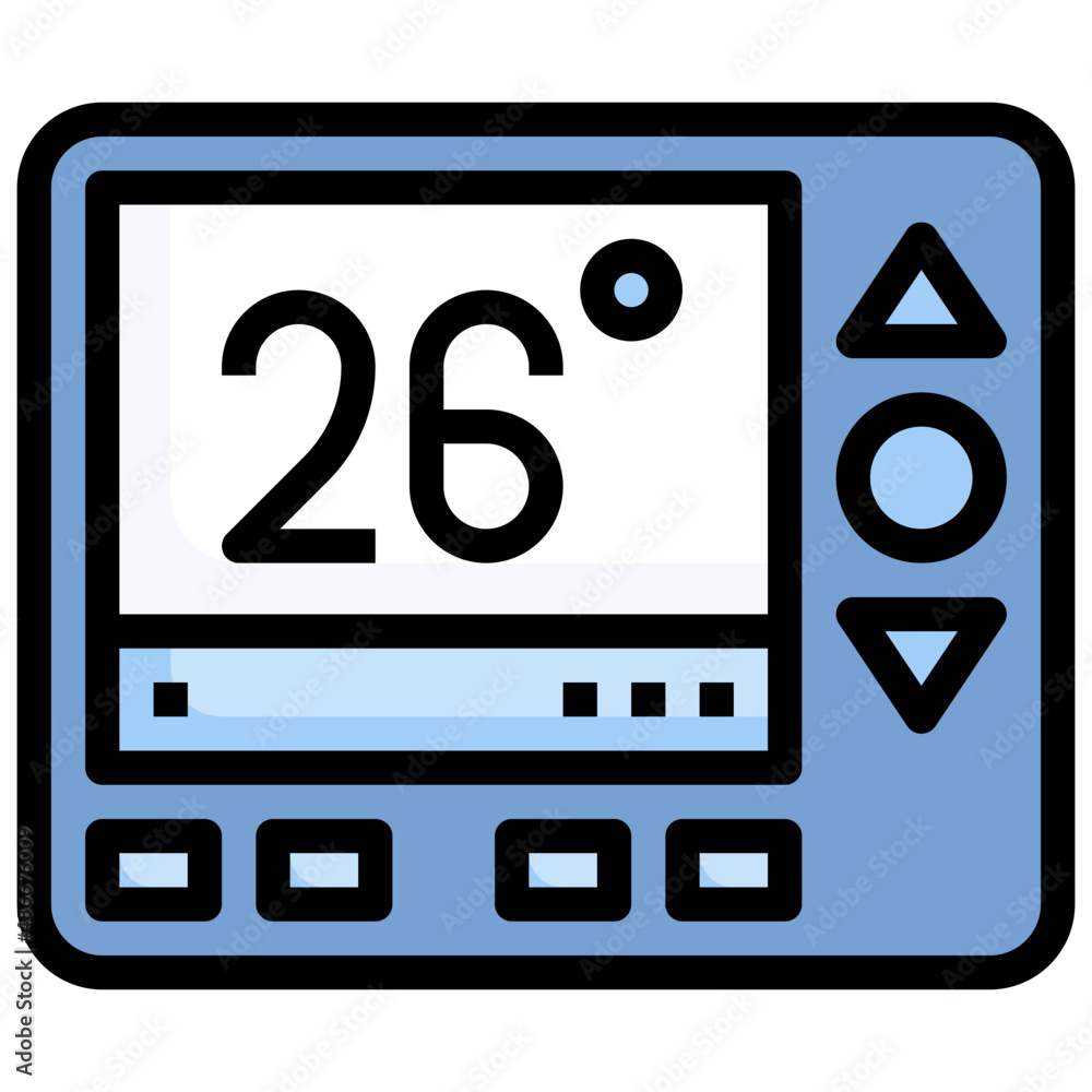 THERMOSTAT filled outline icon,linear,outline,graphic,illustration