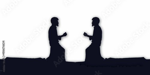 Vector silhouette of a man on a white background. Vector silhouette of couple on white background.
international friendship day. Vector silhouette of Two men arm wrestling