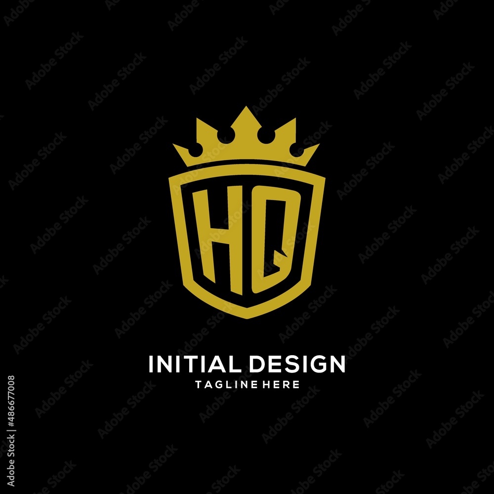 Initial HQ logo shield crown style, luxury elegant monogram logo design ...