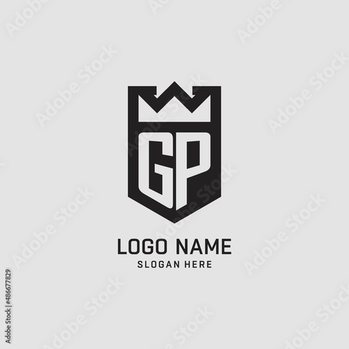 Initial GP logo shield shape, creative esport logo design