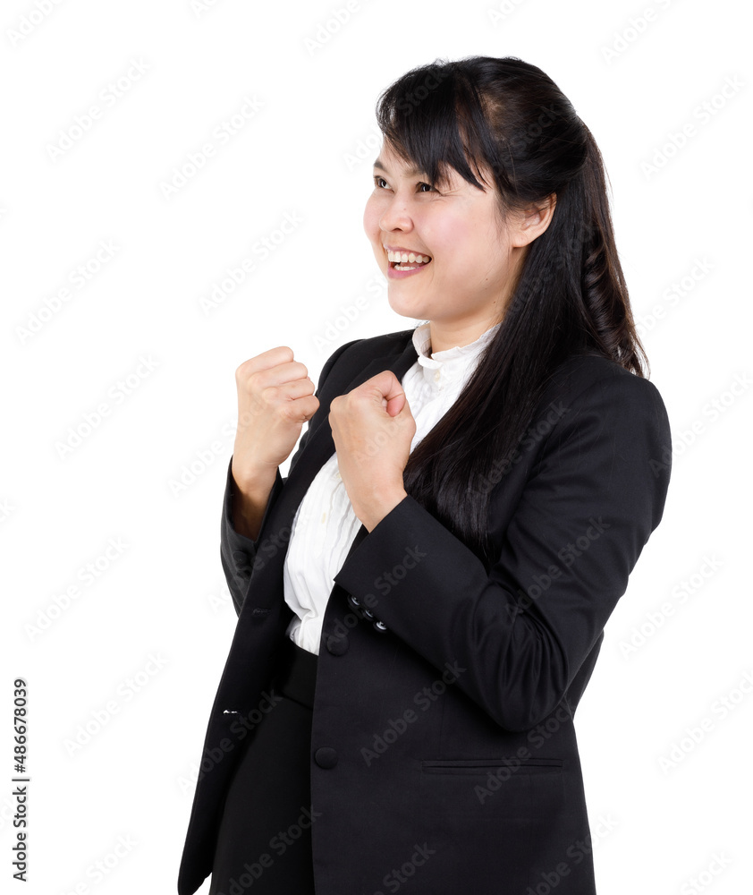 Portrait studio cutout isolated shot Asian young female businesswoman in formal suit smiling look at camera on white background. Portrait studio cutout isolated shot Asian young female businesswoman in formal suit smiling look at camera on white background.