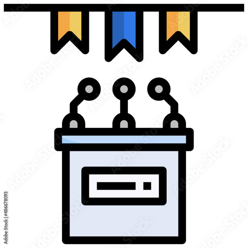 PODIUM filled outline icon,linear,outline,graphic,illustration