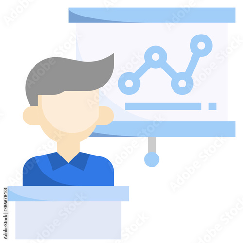 PRESENTATION flat icon,linear,outline,graphic,illustration