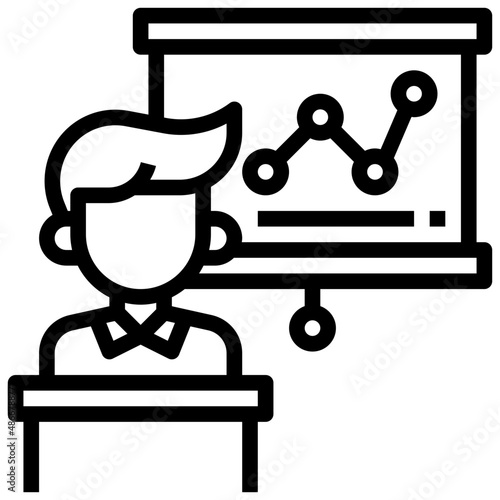 PRESENTATION line icon,linear,outline,graphic,illustration