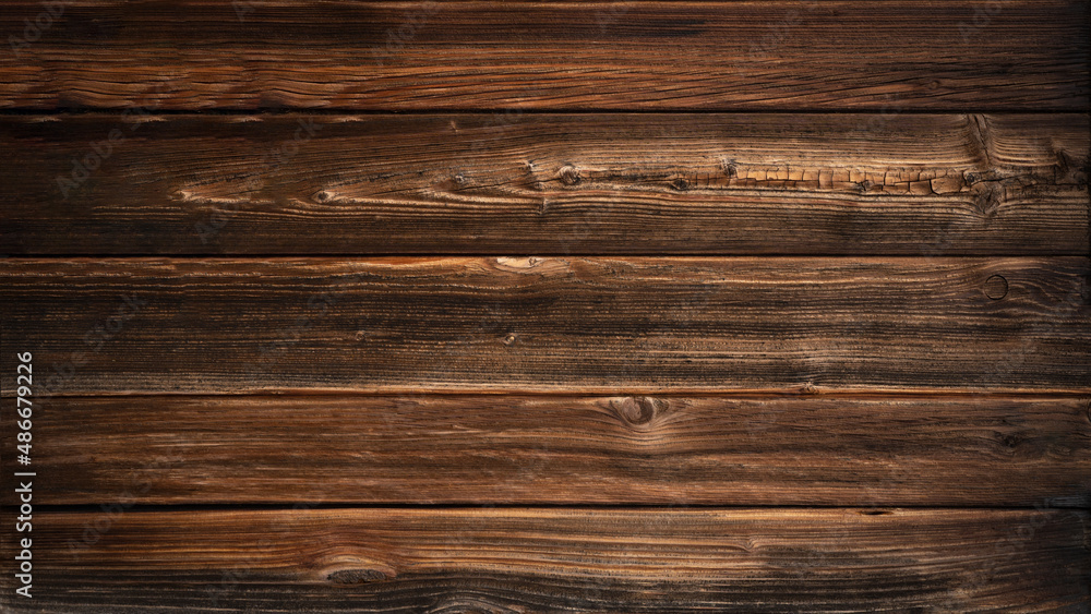 Fototapeta premium Old brown rustic dark grunge wooden timber texture - wood background banner