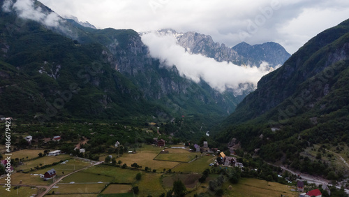 Theth National Park. Shkoder County, Albania. landscape in the central part of Albanian Alps.