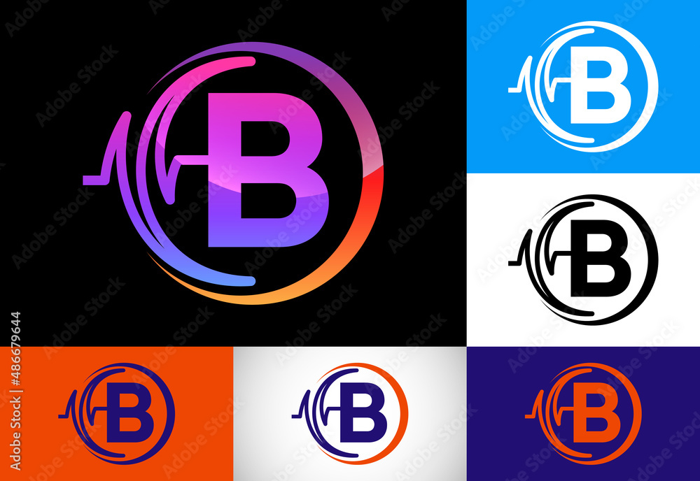 Initial B monogram with health Pulse. Heartbeat logo design. Logo for medical or health business Initial B monogram with health Pulse. Heartbeat logo design. Logo for medical or health business