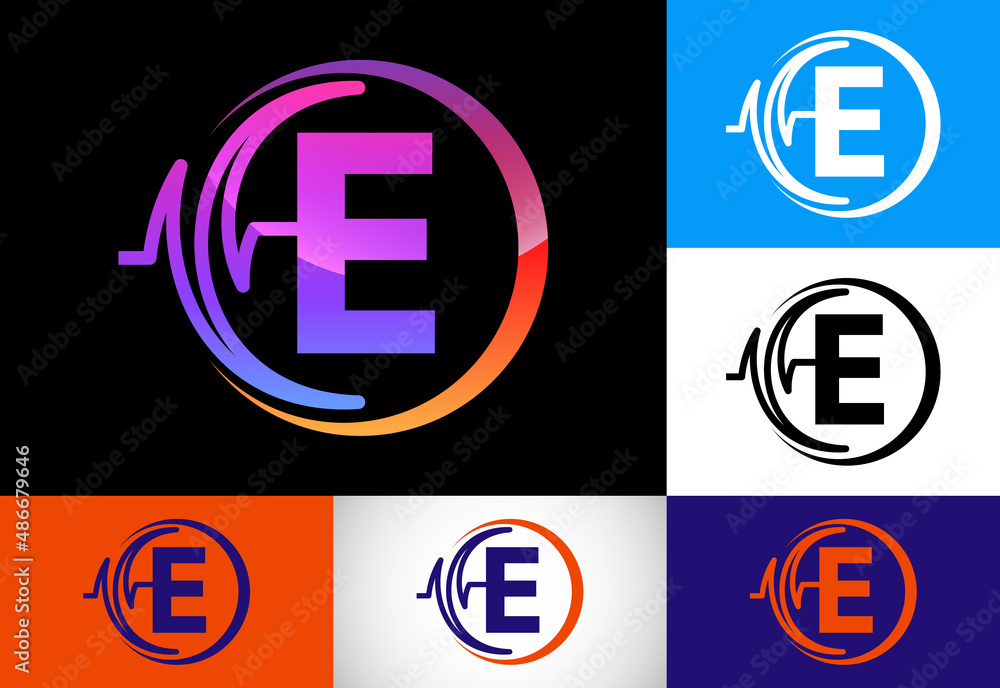Initial E monogram with health Pulse. Heartbeat logo design. Logo for medical or health business Initial E monogram with health Pulse. Heartbeat logo design. Logo for medical or health business