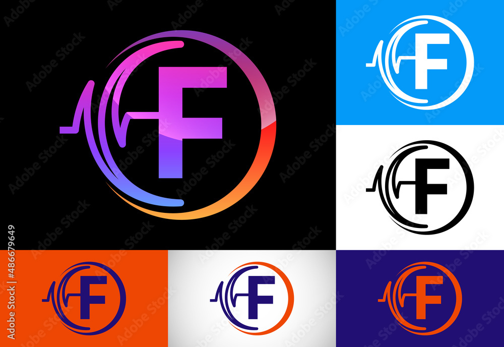 Initial F monogram with health Pulse. Heartbeat logo design. Logo for medical or health business Initial F monogram with health Pulse. Heartbeat logo design. Logo for medical or health business