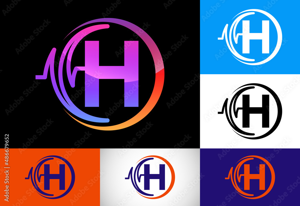 Initial H monogram with health Pulse. Heartbeat logo design. Logo for medical or health business Initial H monogram with health Pulse. Heartbeat logo design. Logo for medical or health business