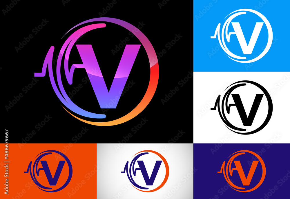 Initial V monogram with health Pulse. Heartbeat logo design. Logo for medical or health business