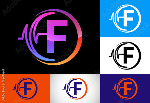 Initial F monogram with health Pulse. Heartbeat logo design. Logo for medical or health business