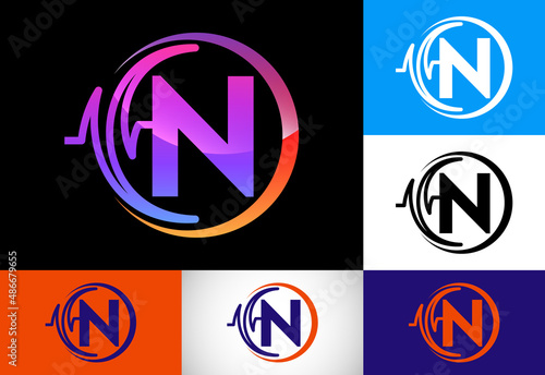 Free Download Initial N monogram with health Pulse. Heartbeat logo design. Logo for medical or health business - GFXLoad