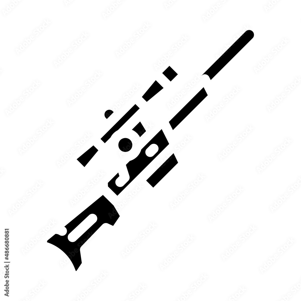sniper rifle glyph icon vector. sniper rifle sign. isolated contour symbol black illustration sniper rifle glyph icon vector. sniper rifle sign. isolated contour symbol black illustration
