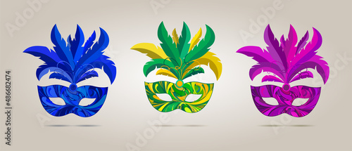 Carnival mask set. Vector illustration.