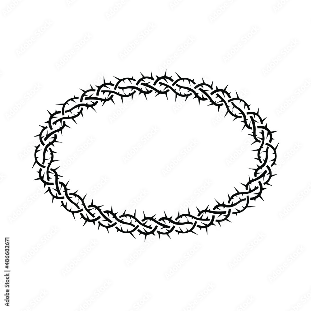 Thorn wreath, vector illustration, sticker, logo, oval, frame, flat silhouette Thorn wreath, vector illustration, sticker, logo, oval, frame, flat silhouette