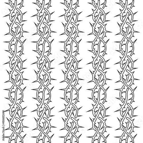 Blackthorn branch, vector illustration, pattern, flat silhouette 