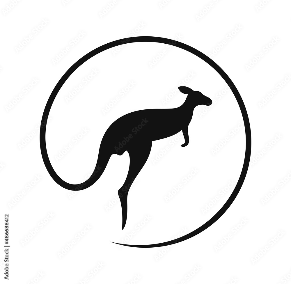 Kangaroo logo. Isolated kangaroo on white background Kangaroo logo. Isolated kangaroo on white background