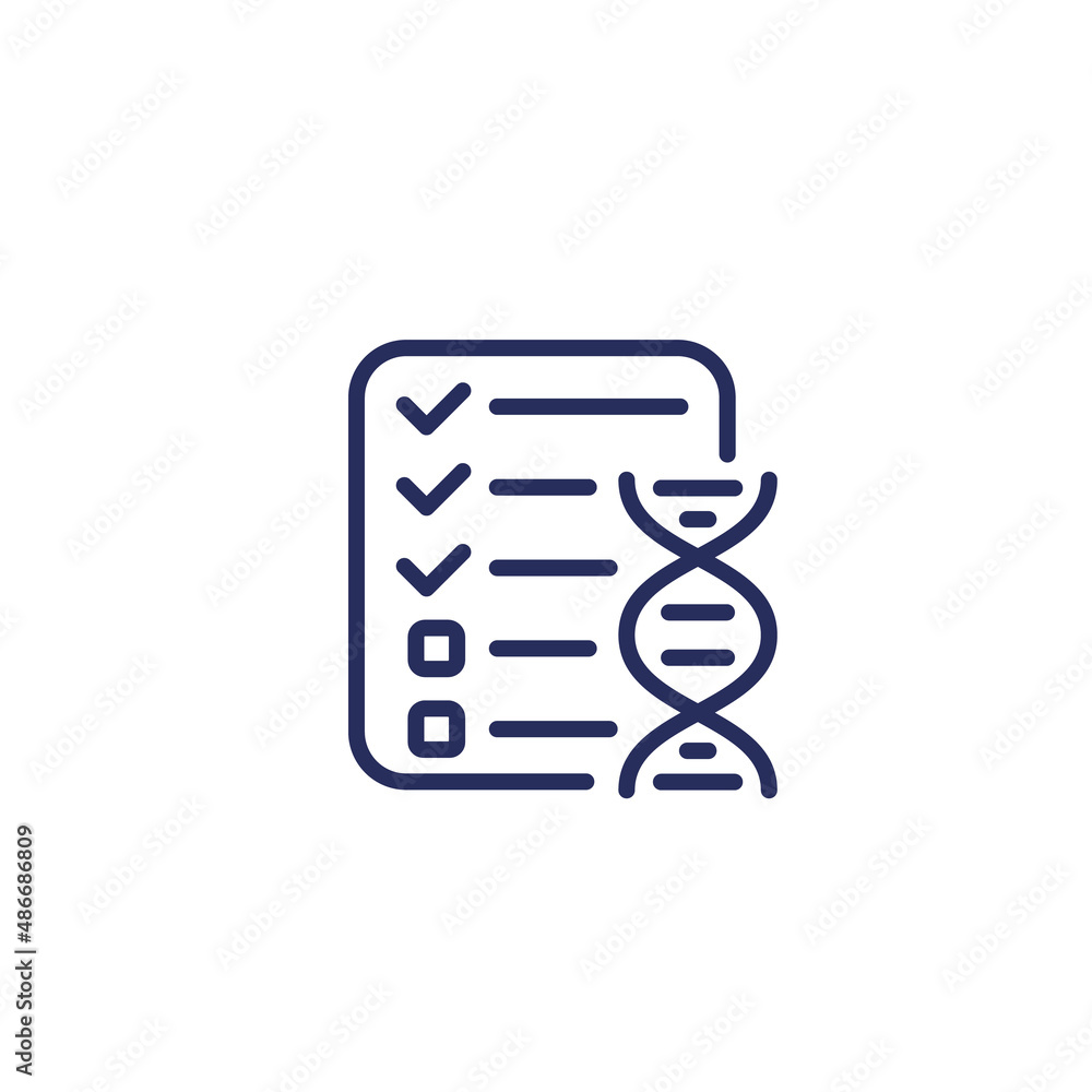 DNA test results line icon, vector DNA test results line icon, vector