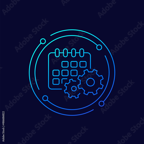 maintenance schedule icon with a calendar, linear design