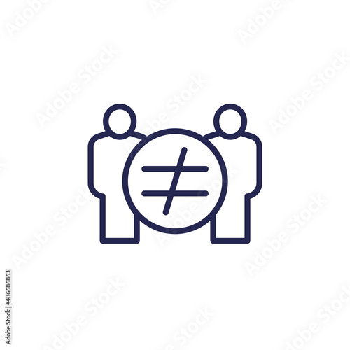 inequality or discrimination line icon