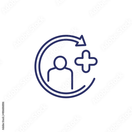 Rehab and recovery line icon on white