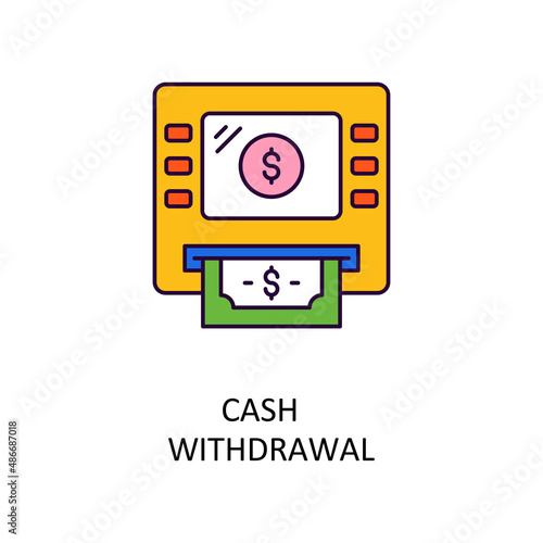 Cash Withdrawal Vector Filled Outline Icon Design illustration. Banking and Payment Symbol on White background EPS 10 File