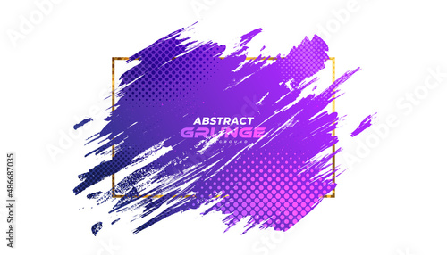 Colorful Abstract Grunge Background with Frame and Halftone Style. Brush Stroke Illustration for Banner, Poster, or Sports. Scratch and Texture Elements For Design