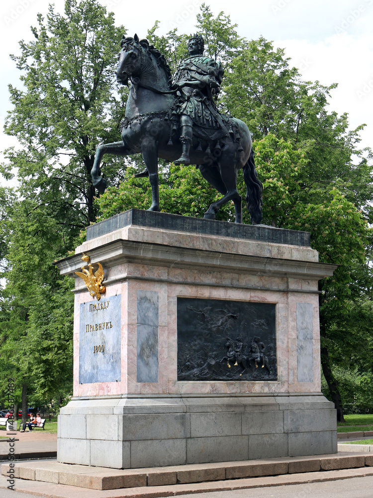 Monument to Peter the Great in front of Saint Michael's Castle, Saint Petersburg, Russia