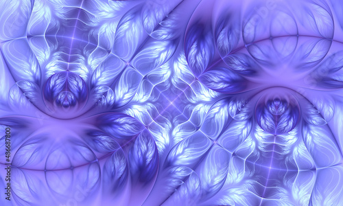 Fotografia Abstract fractal art background, suggestive of flowers and leaves, in periwinkle blue