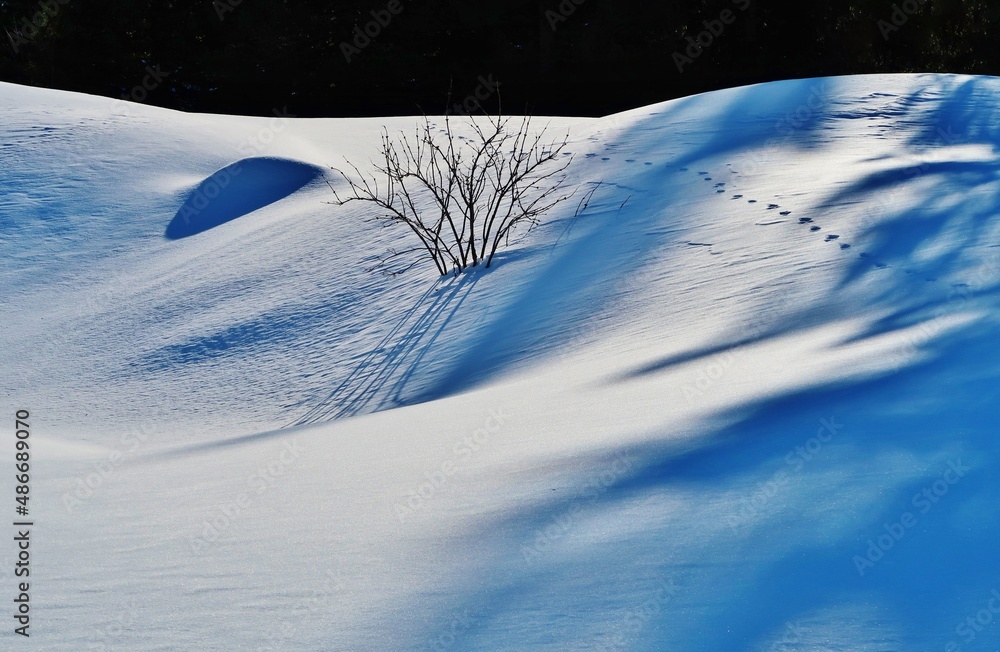 Schneelandschaft mit Licht und Schatten