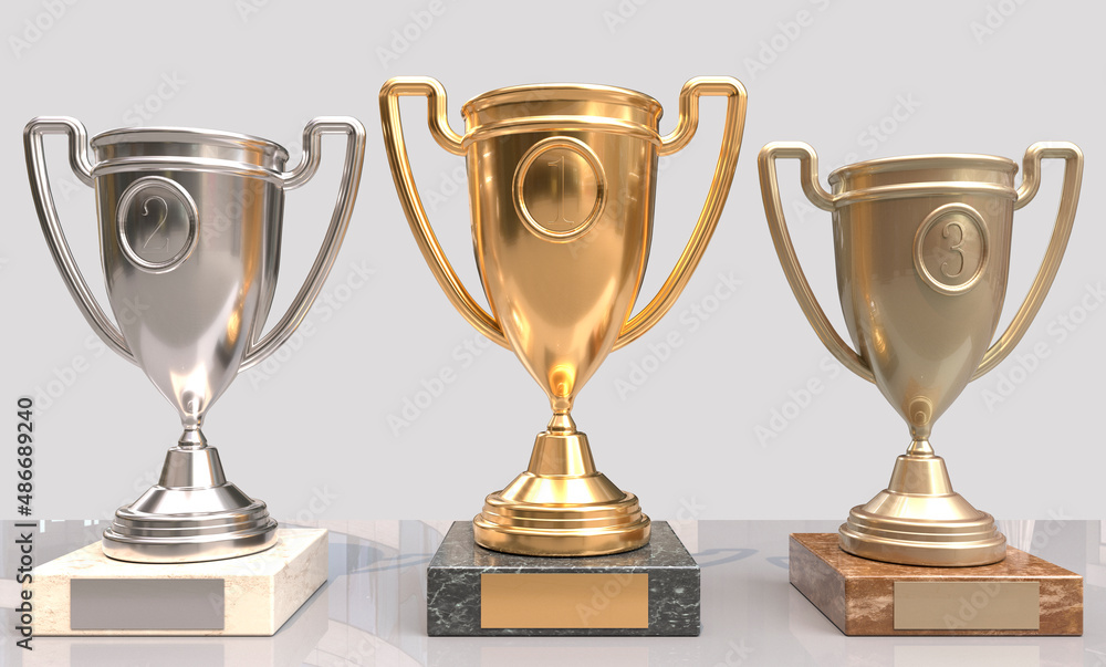 Trophies for first, second and third place in sports Trophies for first, second and third place in sports