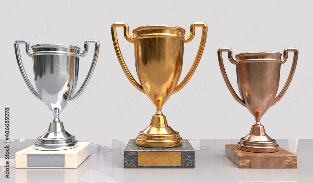 Trophies for first, second and third place in sports Trophies for first, second and third place in sports