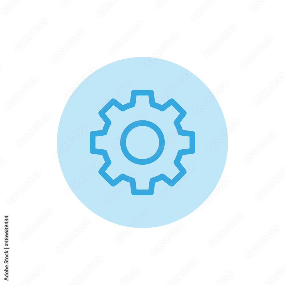 Blue settings vector icon with white background Blue settings vector icon with white background