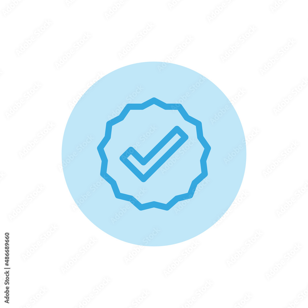 Blue approved vector icon with white background Blue approved vector icon with white background
