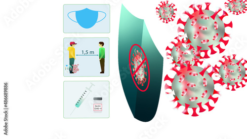 COVID-19 Protection, Corona Virus In Red Artery - Microbiology And Virology Concept