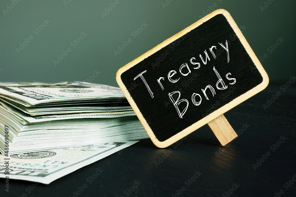 Treasury bonds are shown on the business photo using the text Treasury bonds are shown on the business photo using the text