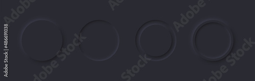 Neumorphic circle set. Different 3d shapes. Web elements. 3d design