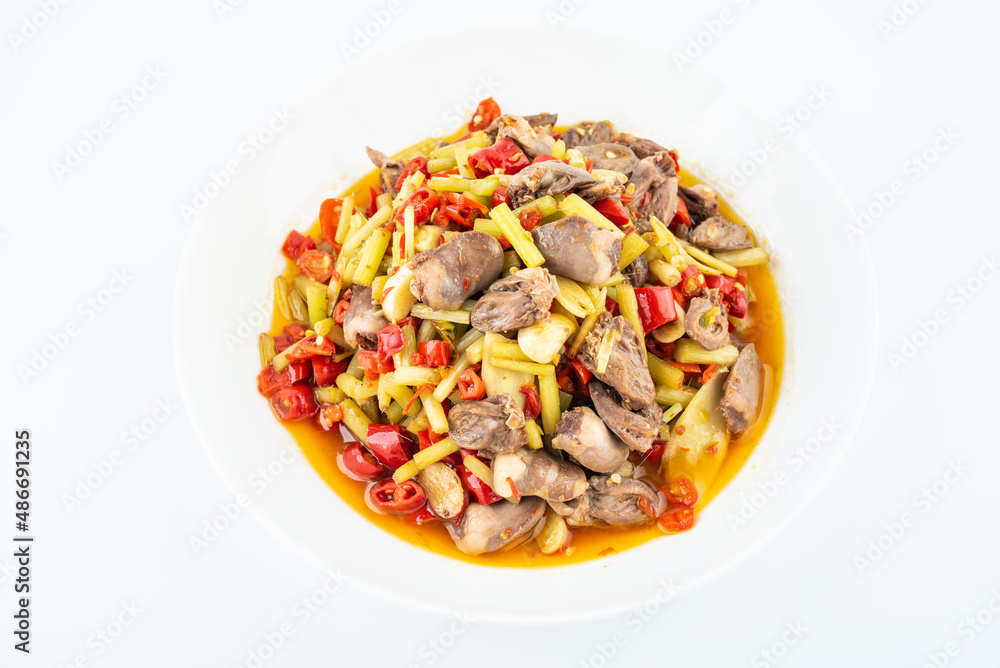 Hunan dish fried chicken heart with ginger Hunan dish fried chicken heart with ginger