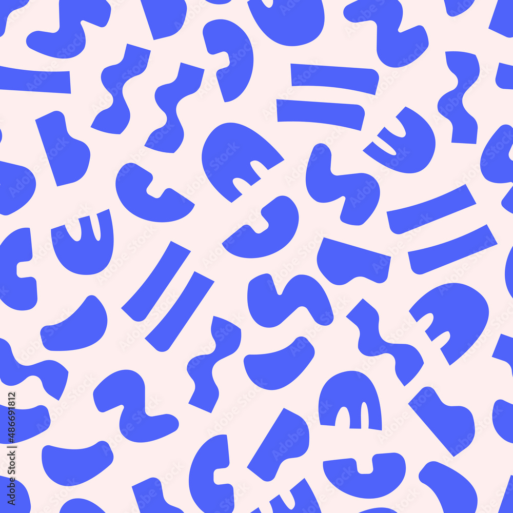 Various lines and shapes seamless pattern. Abstract figures of lavender color. Trendy vintage design. Geometric cut paper. Hand drawn curves. Various lines and shapes seamless pattern. Abstract figures of lavender color. Trendy vintage design. Geometric cut paper. Hand drawn curves.