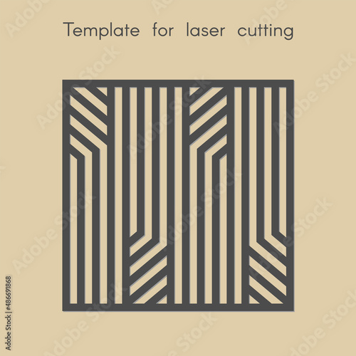  Laser cutting. Template for panels of wood, metal. Geometric pattern. Decorative wall. Square stand for cut