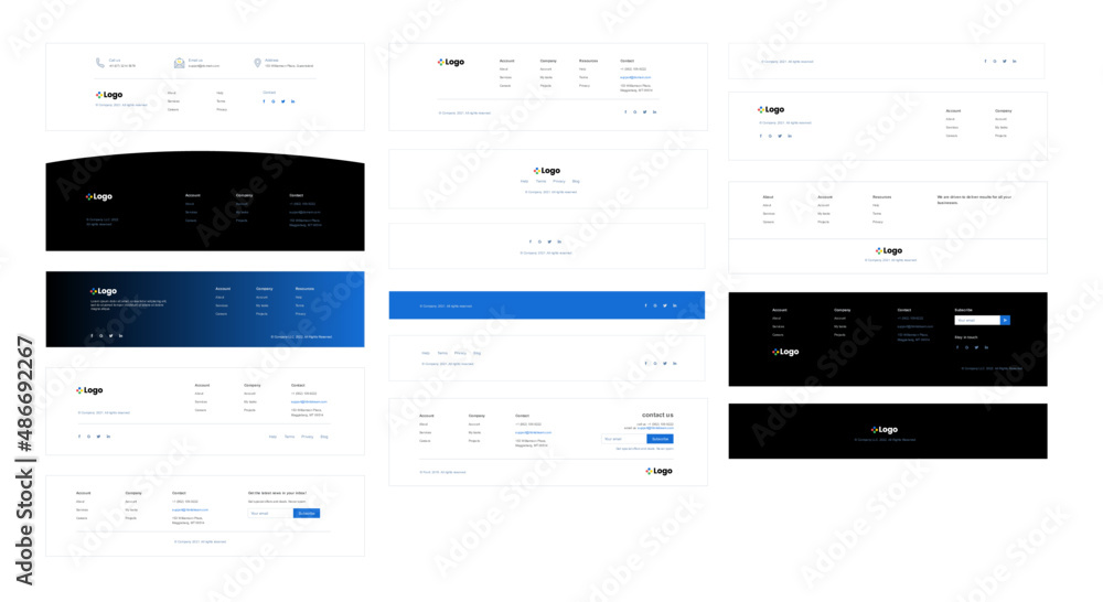 Web UI Editable Footer Blocks, Layout Template