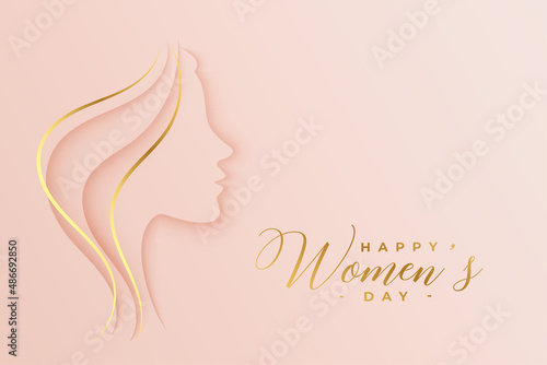 womens day beautiful wishes card with golden hairs