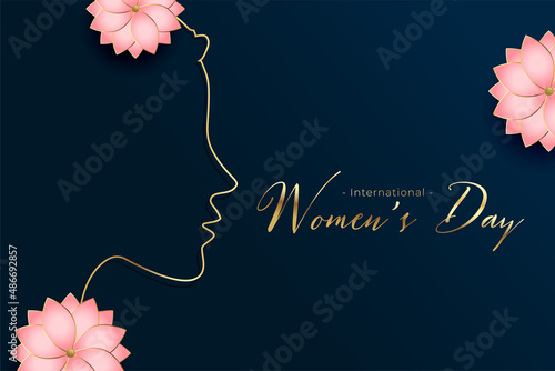 golden womens day greeting with flower decoration