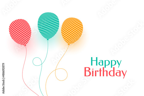colorful balloons birthday card in flat style