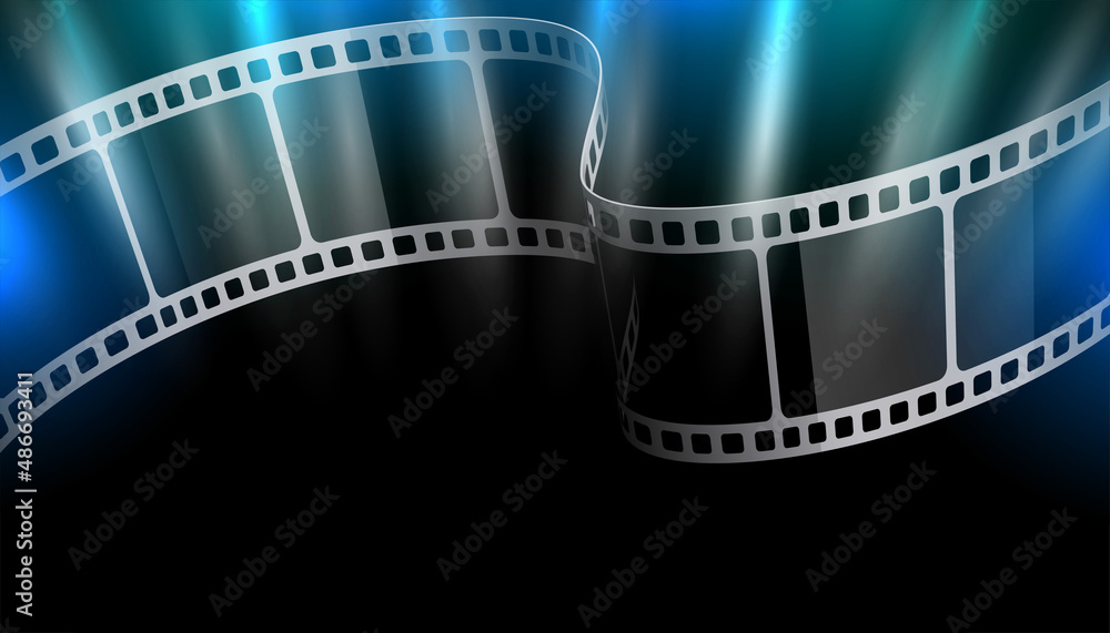 3d film strips with light effect background