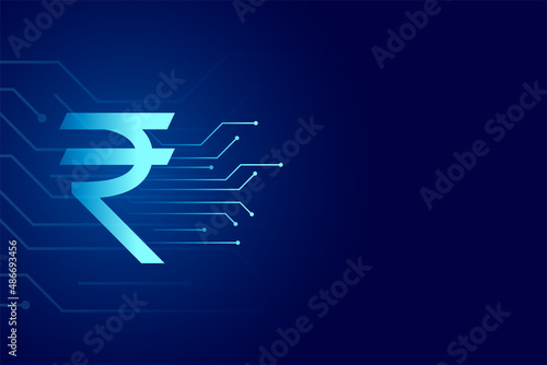 rupee symbol in digital technology background