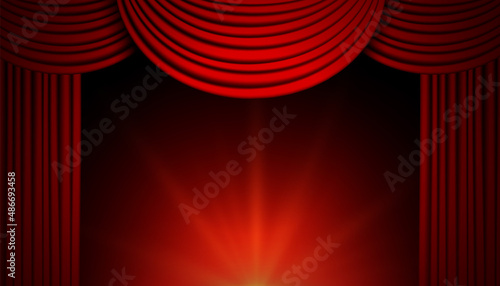 stage with red curtain and lights background