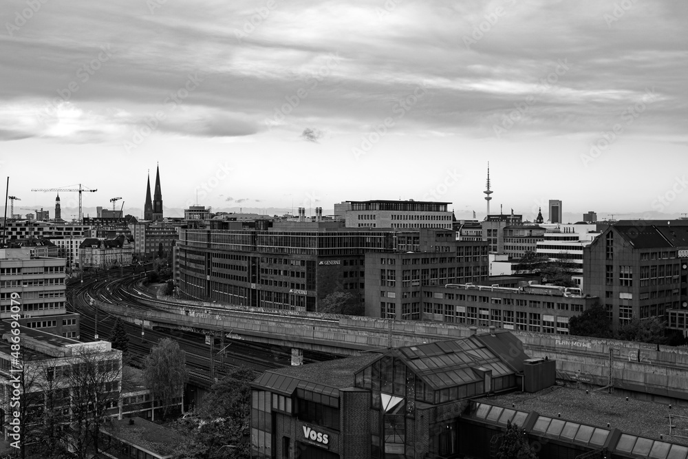 Fototapeta premium Hamburg |&nbsp;schwarz weiß |&nbsp;Panorama