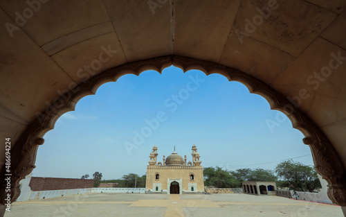 Abbasi Jamia Masjid Qila Mosque built by Nawab Bahawal Khan near to Derawar Fort in Yazman Tehsil, within the Cholistan Desert in Bahawalpur, Pakistan photo